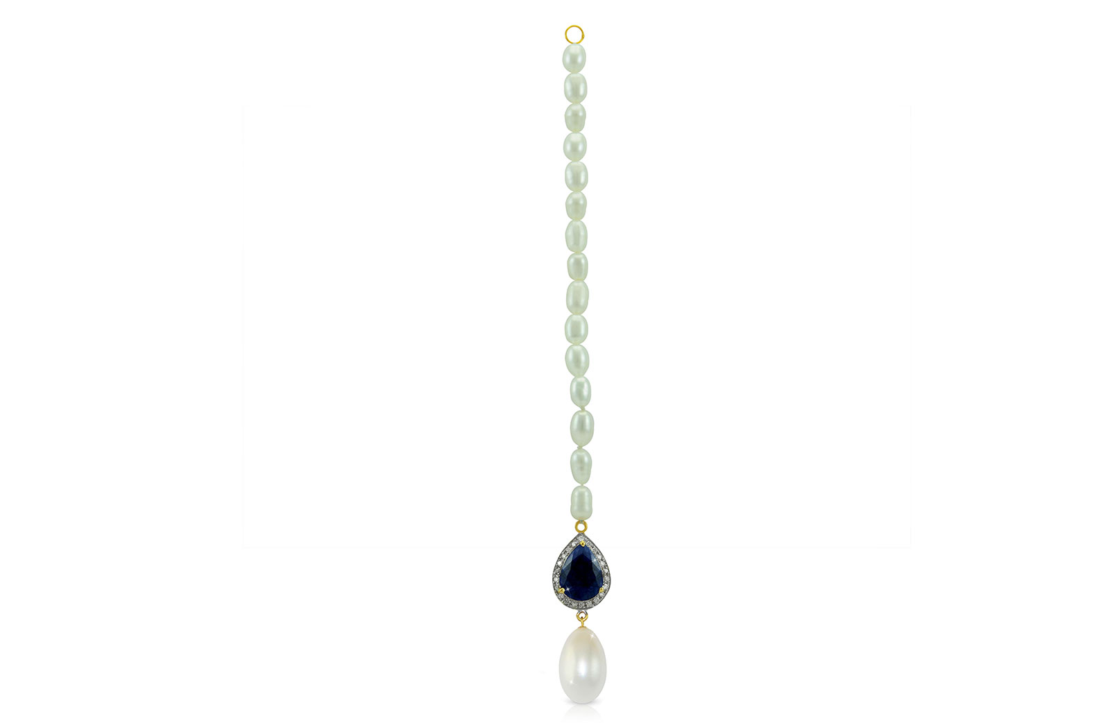 Vera Perla 18K Gold 0.12ct Diamonds, Royal Indian Sapphire and 13mm  Head Piece